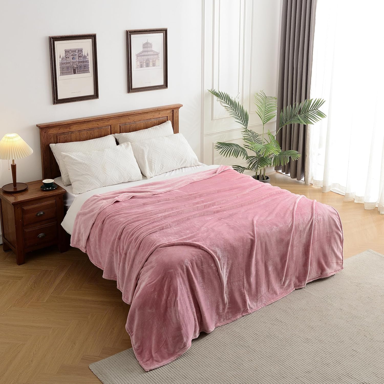Kingole Manta de microfibra de franela afelpada. Suntuosa. Peso ligero. Acogedora. Para la cama o el sillón. Supersuave y cálida, en colores lisos.