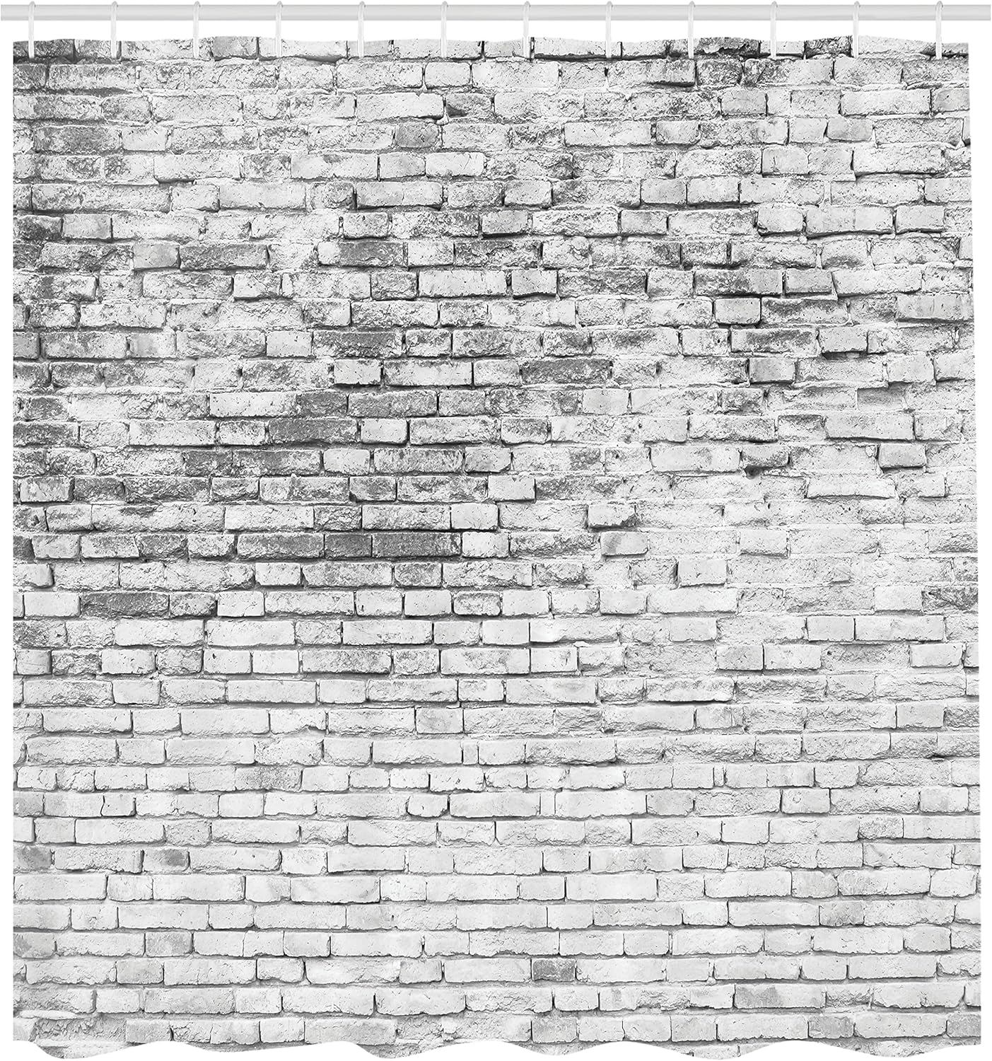 Ambesonne Cortina de ducha de pared de ladrillo, impresión de imagen de arquitectura de mampostería desgastada y agrietada, juego de decoración de