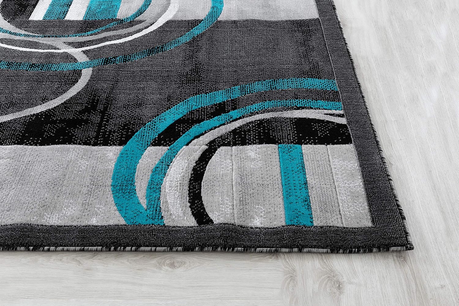 Rug and Decor NPT 53 – Alfombra abstracta moderna gris turquesa para sala de estar, dormitorio, 2 pies x 7 pies