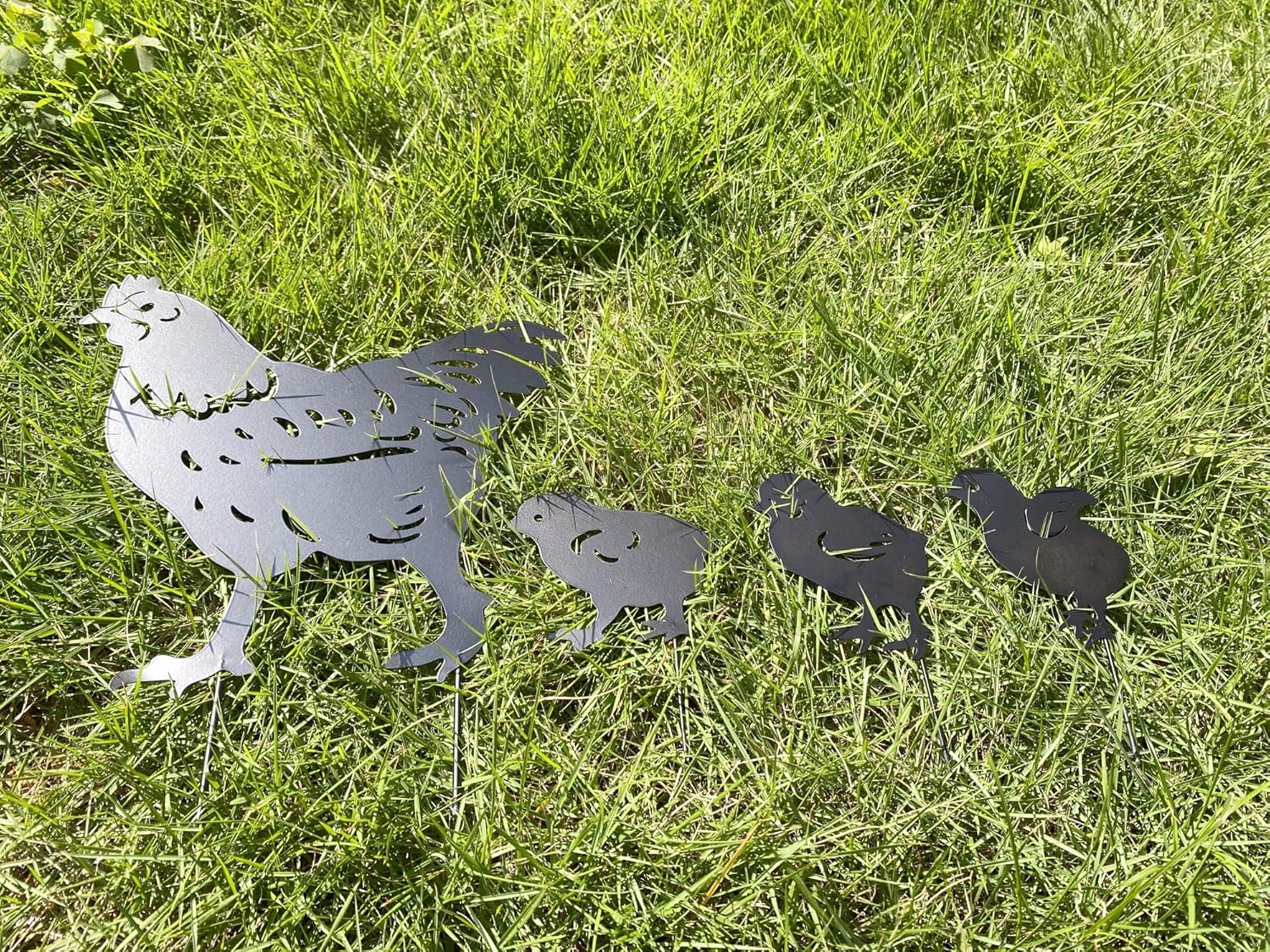 RANNYOZIO Estacas de metal decorativas de pollo para jardín, silueta de pollo pequeño, estatuas de jardín para patio, patio, decoración de jardín,