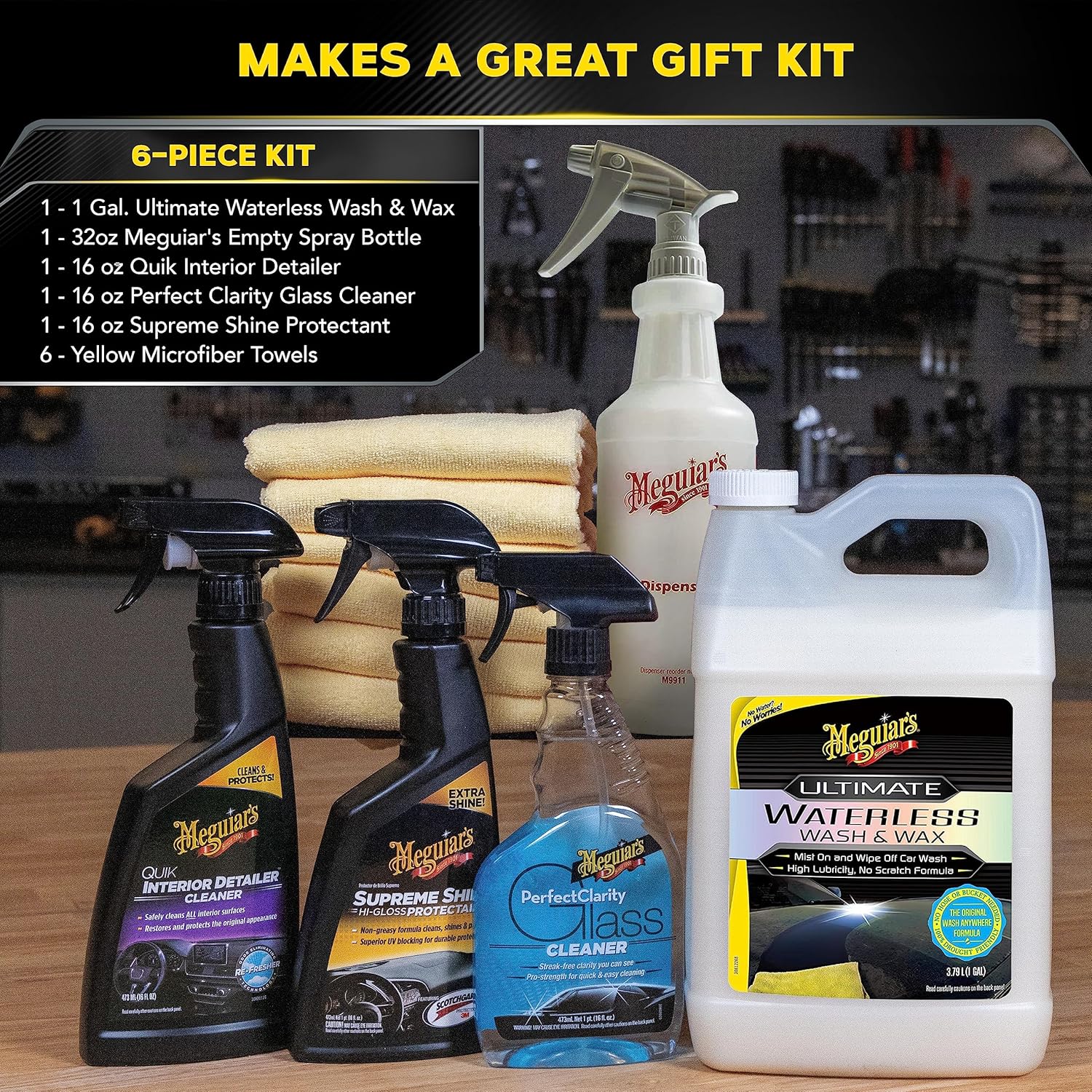 Meguiar’s Kit de lavado y cera sin agua definitivo limpieza rápida y fácil del automóvil con protección duradera para una solución ecológica de