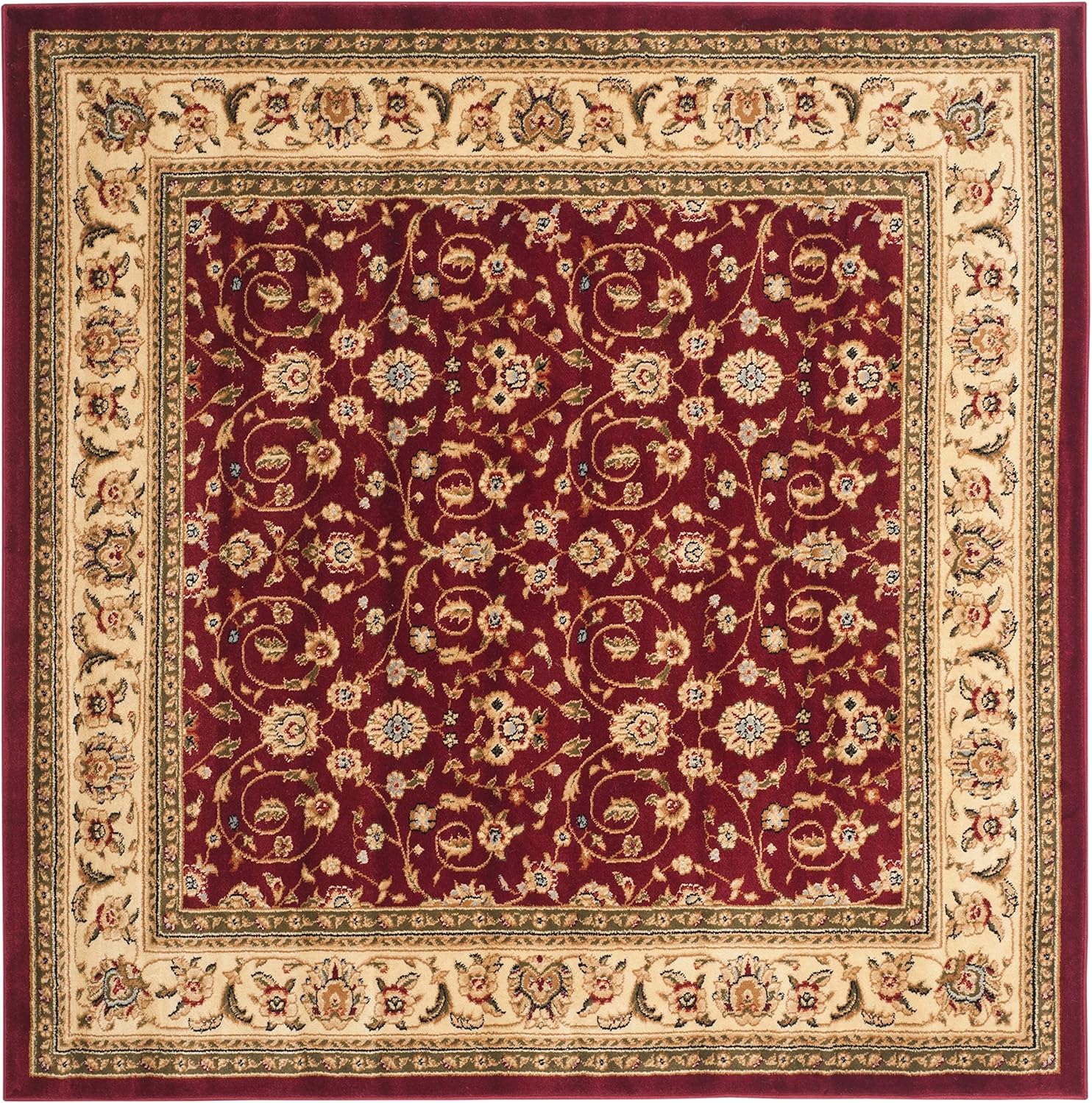 Safavieh Colección Lyndhurst LNH312A Alfombra tradicional oriental, color rojo y marfil, Polipropileno