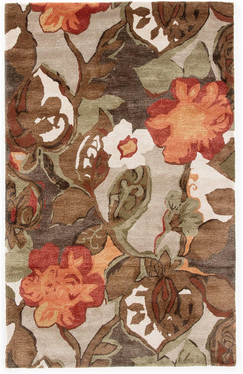 Jaipur Living Petal Pusher Alfombra de área floral hecha a mano gris claromulticolor (5 pies x 8 pies)