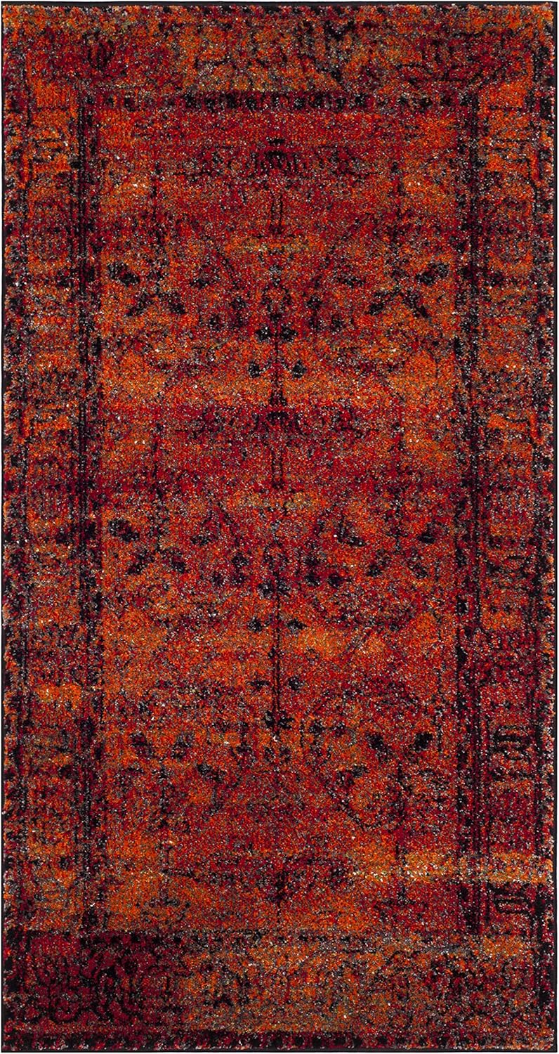 SAFAVIEH Vintage Hamadan Collection – Alfombra decorativa, 2 pies 3 pulgadas x 4 pies, naranja, diseño persa oriental, no desprende pelusa y de