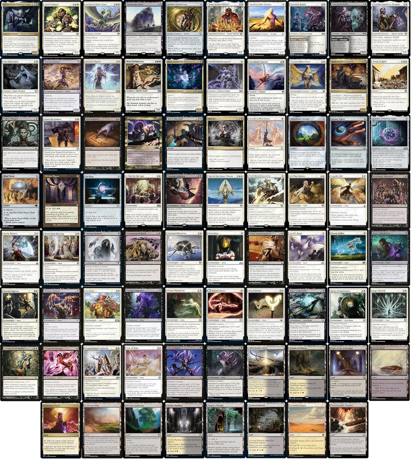 Elite Commander Enchantment Aura Deck – Orzhov Negro Blanco – Eriette, The Charmed Apple – EDH cEDH – 100 cartas – Magic The Gathering Deck – Muy