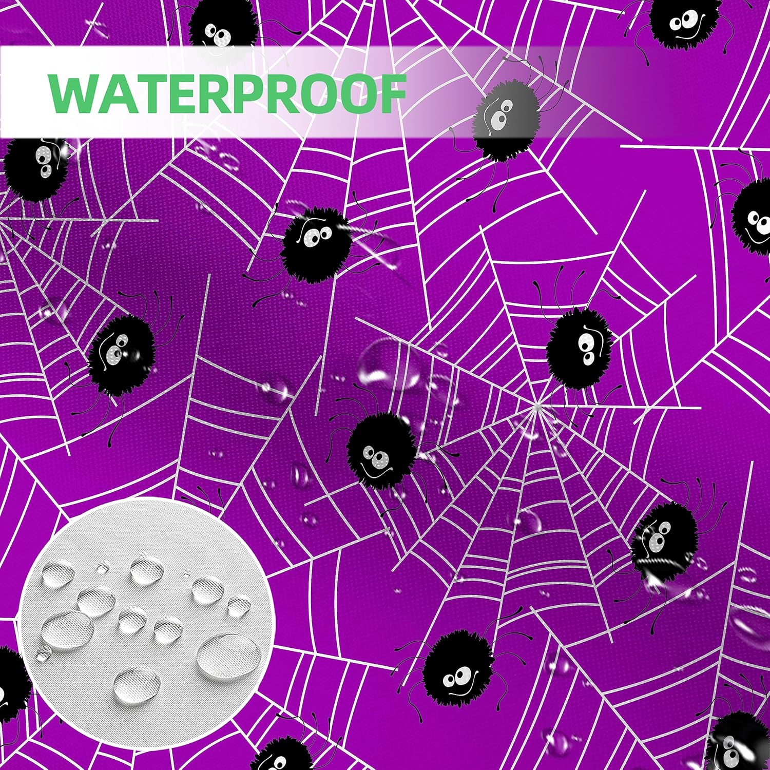 Cortina de ducha de Halloween, telaraña de Halloween, cortinas de ducha moradas espeluznantes para baño, decoración del hogar de Halloween, tela