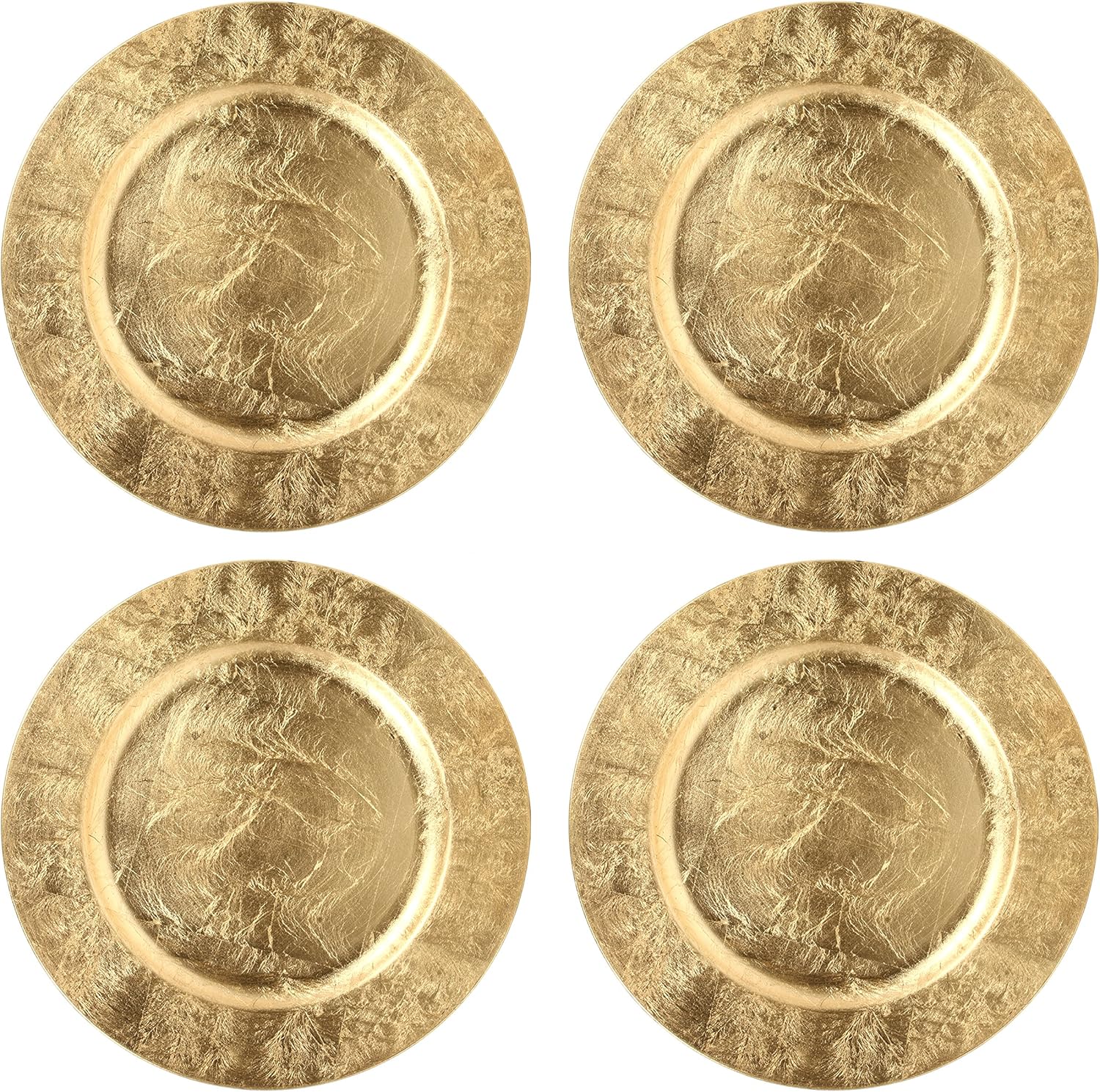 Hosley Juego de 4, platos de carga decorativos de plástico dorado, 11.75 pulgadas de diámetro. Regalo ideal para bodas, recuerdos de fiesta, novia,