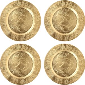 Hosley Juego de 4, platos de carga decorativos de plástico dorado, 11.75 pulgadas de diámetro. Regalo ideal para bodas, recuerdos de fiesta, novia, Hosley Juego de 4, platos de carga decorativos de plástico dorado, 11.75 pulgadas de diámetro. Regalo ideal para bodas, recuerdos de fiesta, novia,