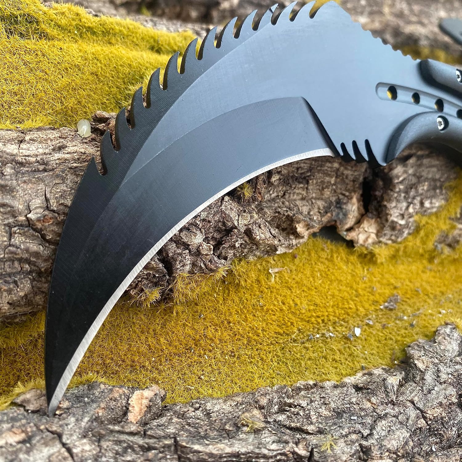 AULAKNIV Cuchillo de garra Raptor de borde dentado de 8.1 pulgadas, cuchillo táctico de hoja fija de espiga completa con funda y clip Kydex,