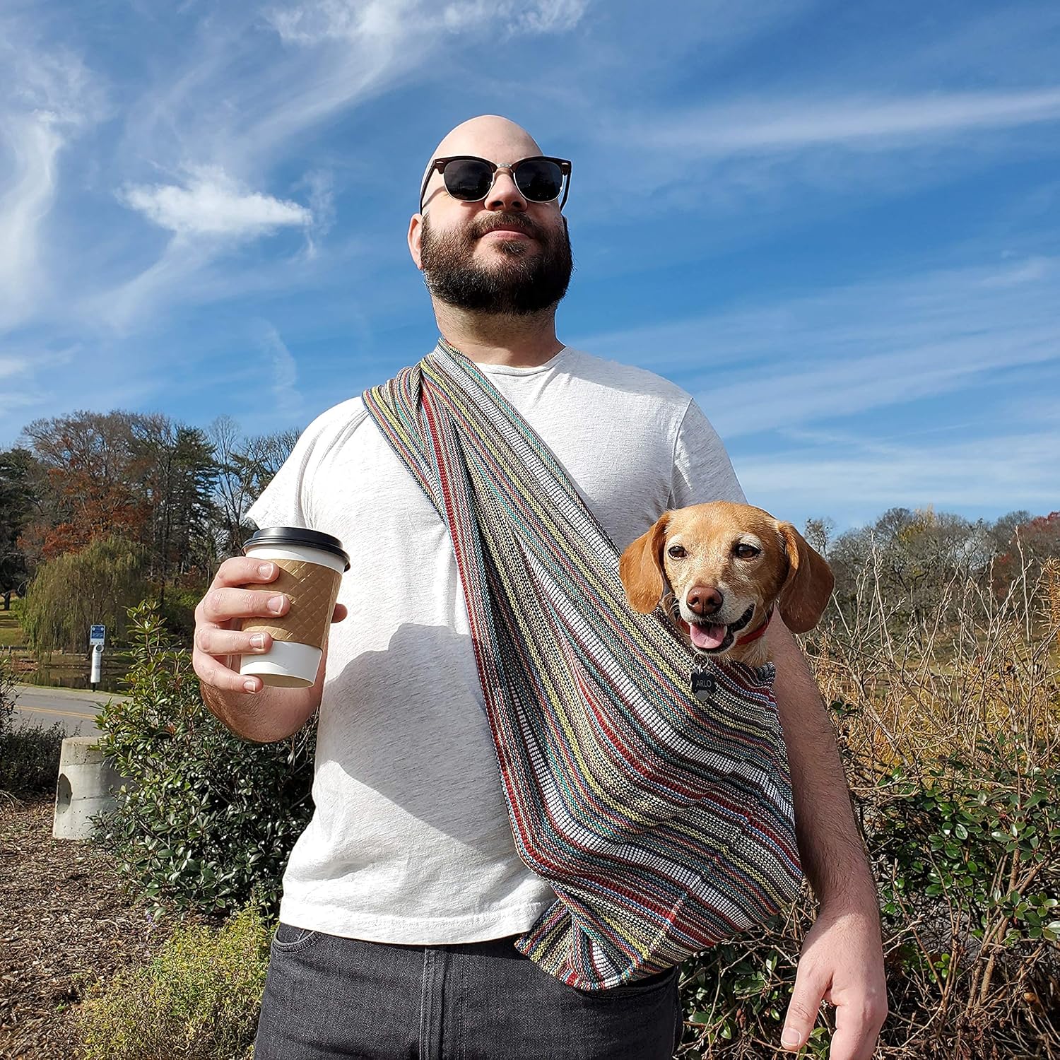 Transportador para perros 100% algodón orgánico también para gatos (bohemio multicolor)