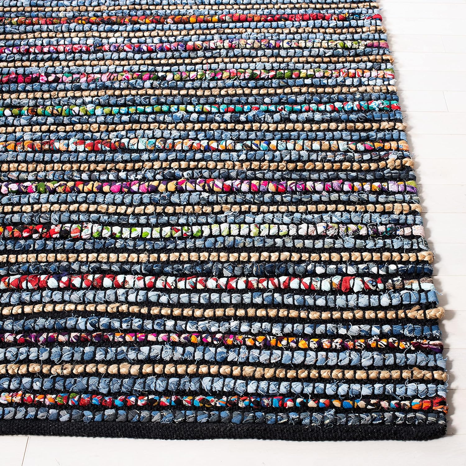 SAFAVIEH Cape Cod Collection – Alfombra decorativa, 2 pies 3 pulgadas x 4 pies, multicolor y natural, tejido plano trenzado de algodón y yute, ideal