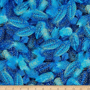 Timeless Treasures Metálico Royal Plume Empacado Dot Plumas Tela Azul por The Yard Timeless Treasures Metálico Royal Plume Empacado Dot Plumas Tela Azul por The Yard