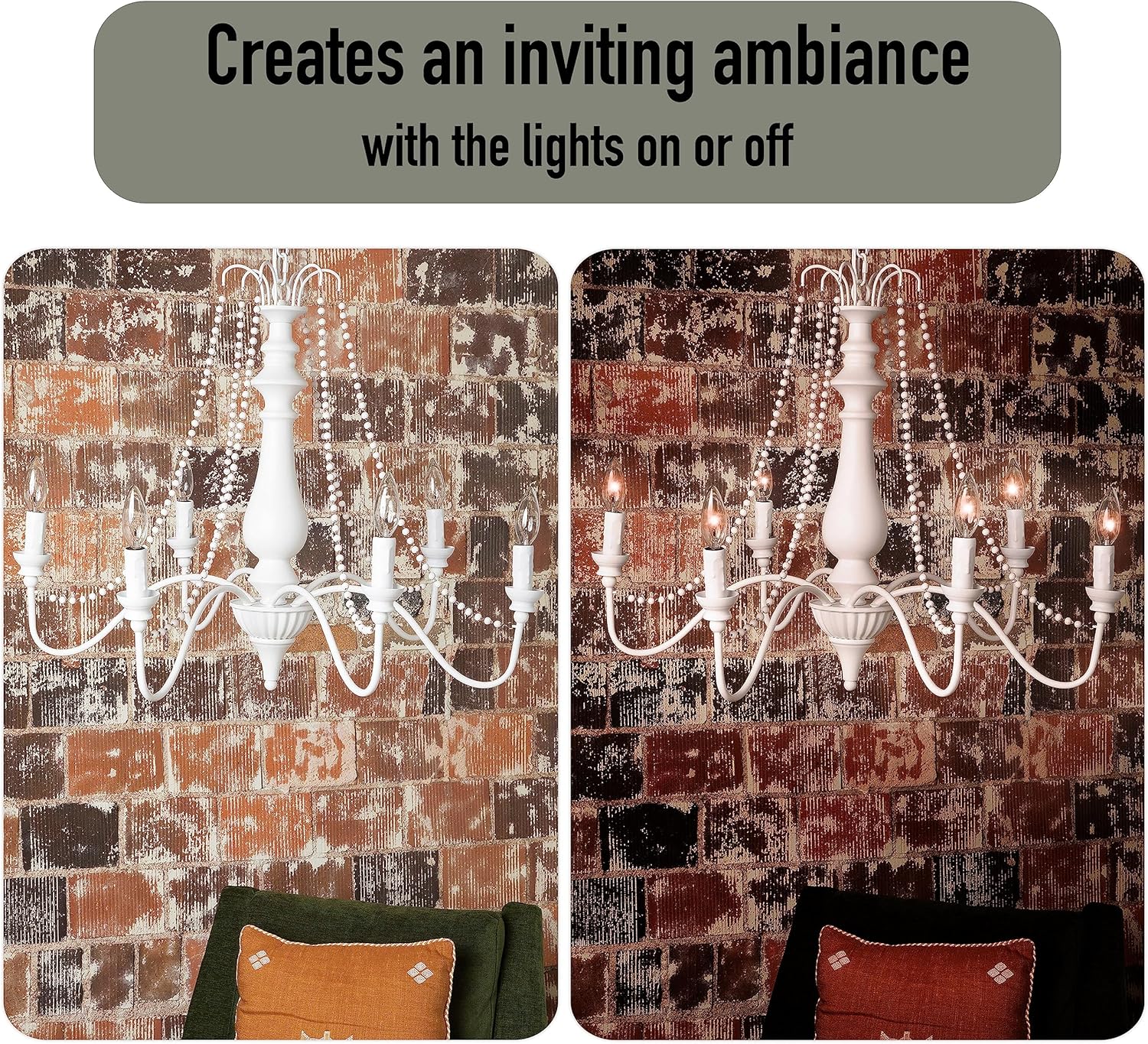 Candelabros franceses con 6 velas, lámpara colgante de granja, lámpara vintage con cuerdas de cuentas de vidrio, lámpara de granja para cocina,
