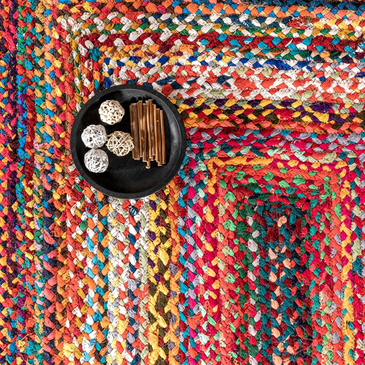 nuLOOM Tammara – Alfombra bohemia trenzada a mano, ovalada de 4 x 6 pies, multicolor