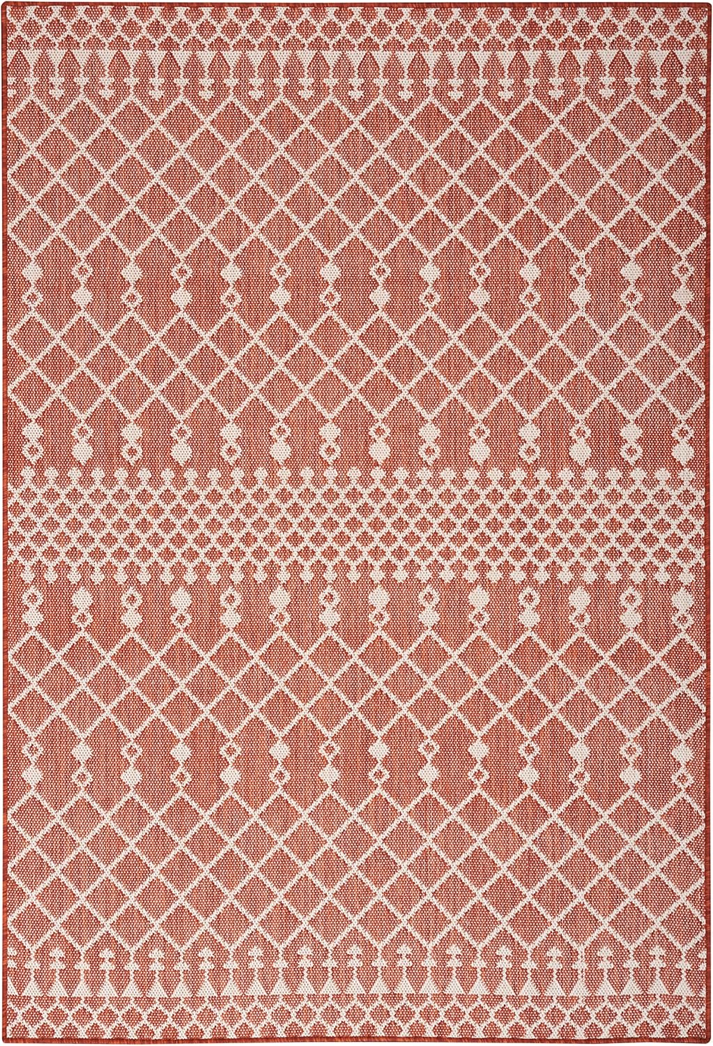 Nourison Positano – Alfombra de 5 x 7 pies, color terracota para interiores y exteriores, fácil de limpiar, no se desprende, para dormitorio, sala