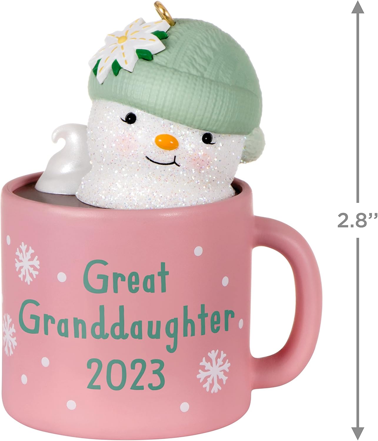 Hallmark Keepsake Adorno de Navidad 2023, taza de cacao caliente para bisnieta, regalos familiares