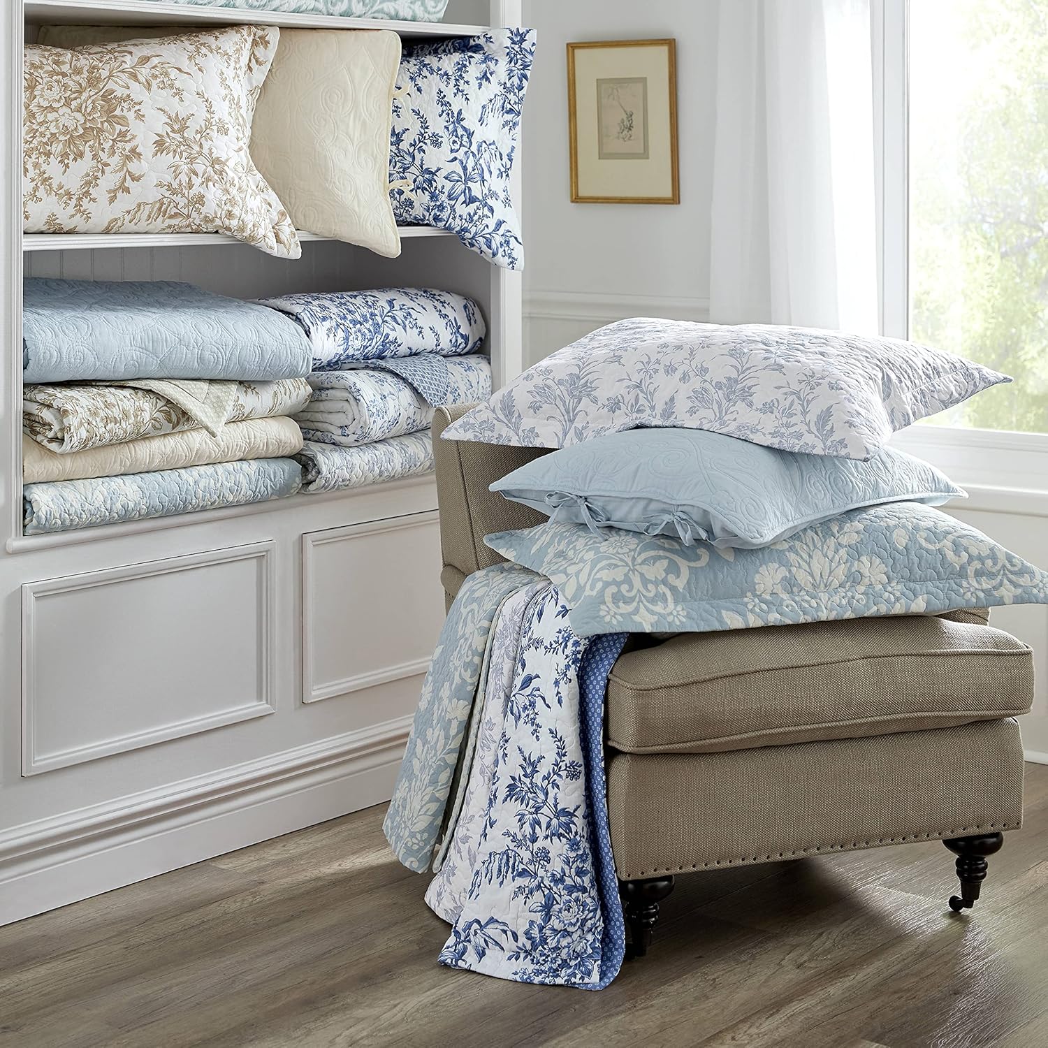Laura Ashley – Juego de edredón individual, juego de ropa de cama reversible de algodón con funda de almohada adicional, decoración del hogar para