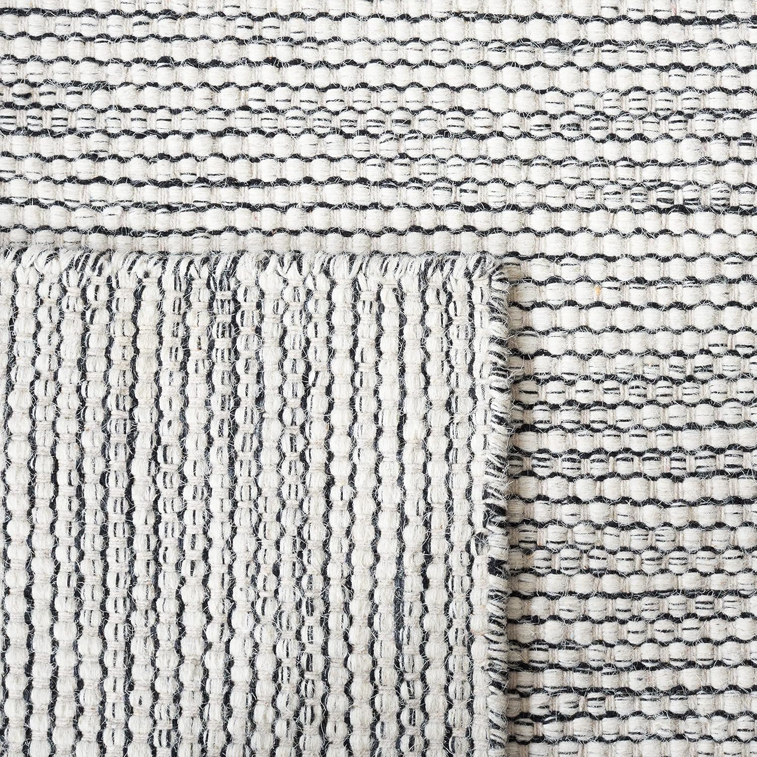 SAFAVIEH Natura Collection – Alfombra de área de 8 x 10 pies, marfil y negro, lana hecha a mano, ideal para zonas de alto tráfico en sala de estar,