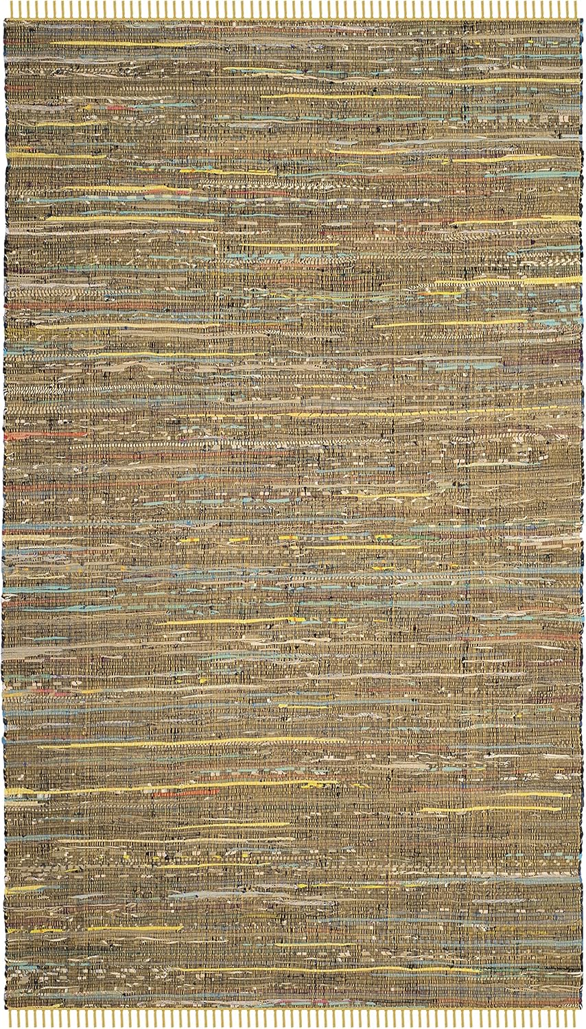 Safavieh Rag Collection RAR127B – Alfombra de algodón tejida a mano, color azul y multicolor, Algodón, AmarilloMulti