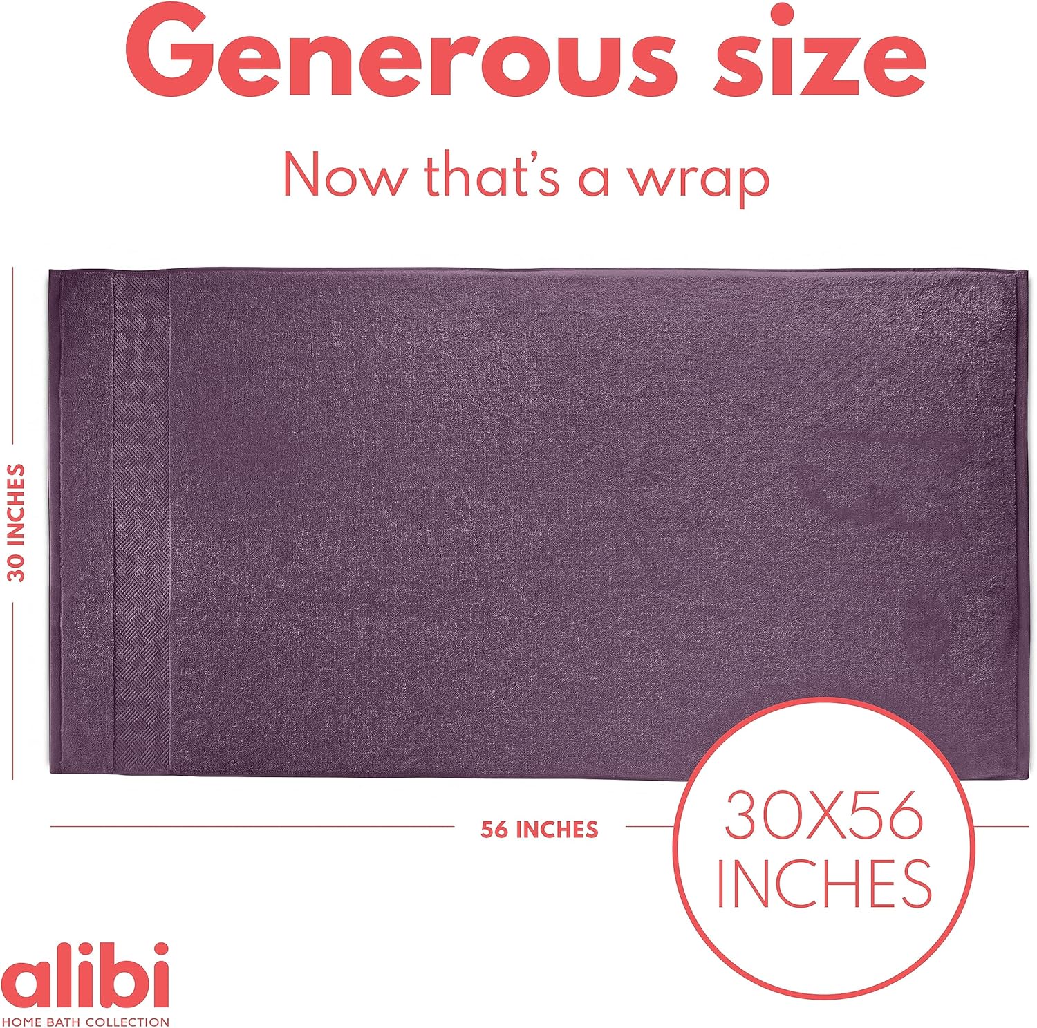 ALIBI Juego de toallas de baño, paquete de 2 toallas de cuerpo de algodón de lujo de 30 x 56 pulgadas suaves y absorbentes (30 x 56 pulgadas, 2
