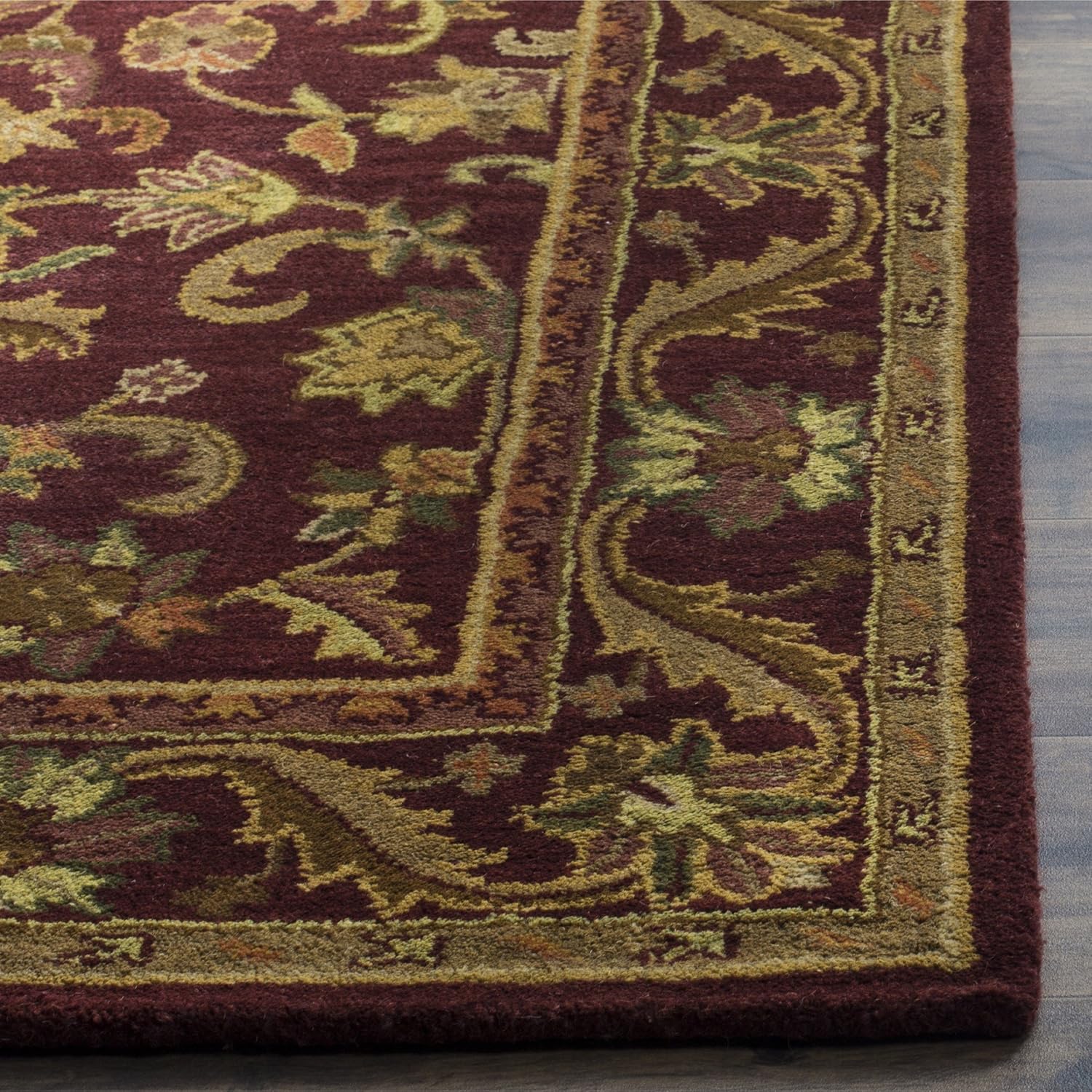SAFAVIEH Antiquity Collection AT52B – Alfombra de lana tradicional oriental de primera calidad, hecha a mano, 3 x 5 pies, color vino y dorado