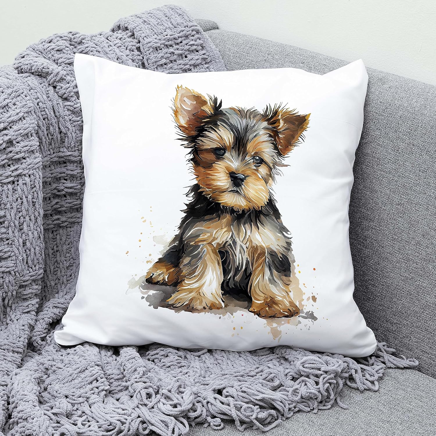 Yorkshire Yorkie Terrier – Funda de almohada decorativa de 18 x 18 pulgadas, funda de cojín decorativa para perro Haley, para el hogar, habitación,