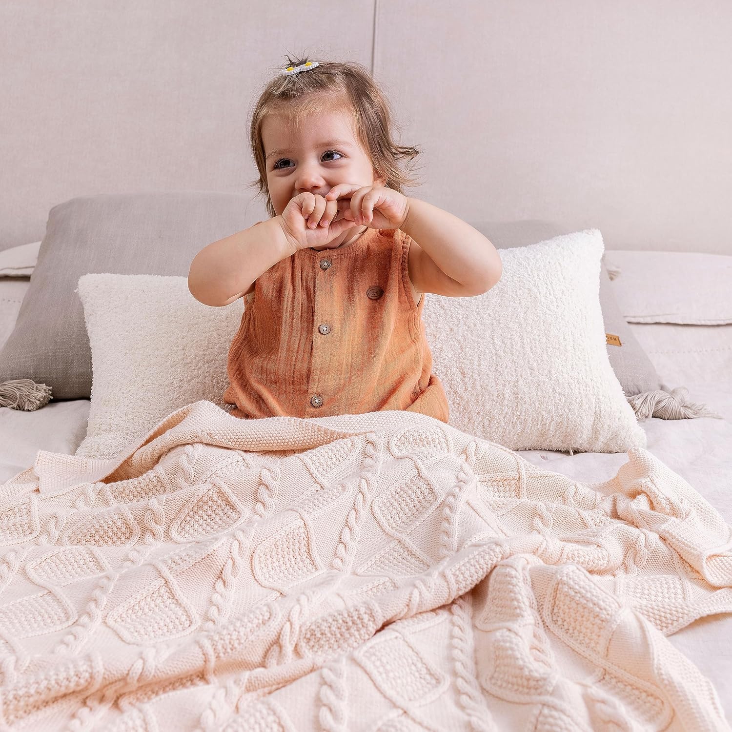 Haz lo que amas  Manta de punto para bebés para niñas y niños, suave y acogedora de algodón orgánico, manta de recepción para cuna, manta de regalo