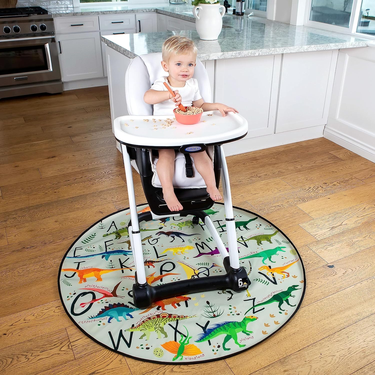 BABYBOET Alfombrilla antisalpicaduras para bebé, tapete para debajo de la silla alta que protege la madera, el vinilo y la alfombra de derrames,