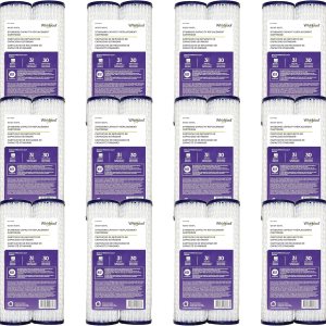 Whirlpool Filtros de agua plisados para toda la casa WHKF-WHPL, caja completa de 24 filtros, filtración de 30 micrones con certificación NSF que Whirlpool Filtros de agua plisados para toda la casa WHKF-WHPL, caja completa de 24 filtros, filtración de 30 micrones con certificación NSF que