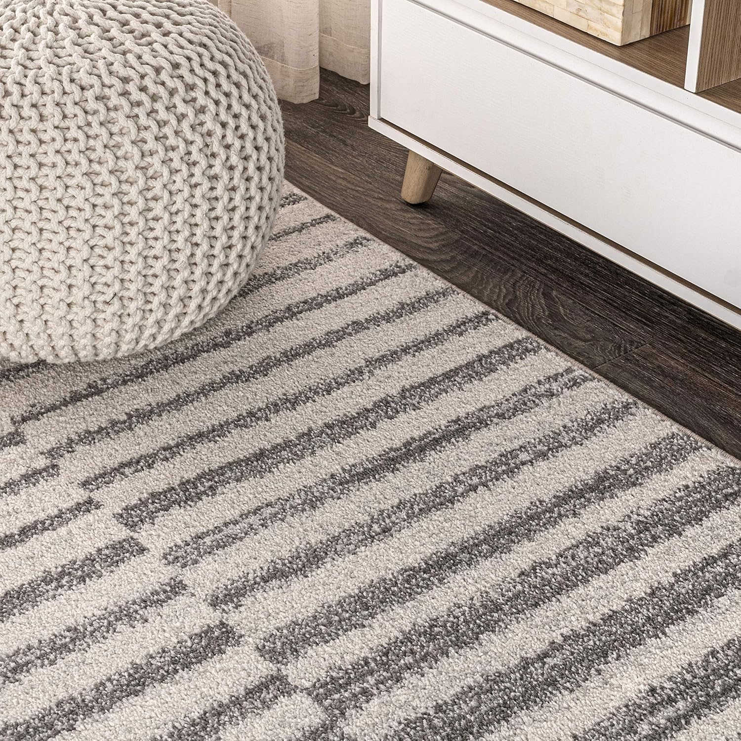 JONATHAN Y MOH204A-5 Lyla – Alfombra de interior con diseño de rayas compensadas, estilo bohemio, minimalista, a rayas, fácil de limpiar, para