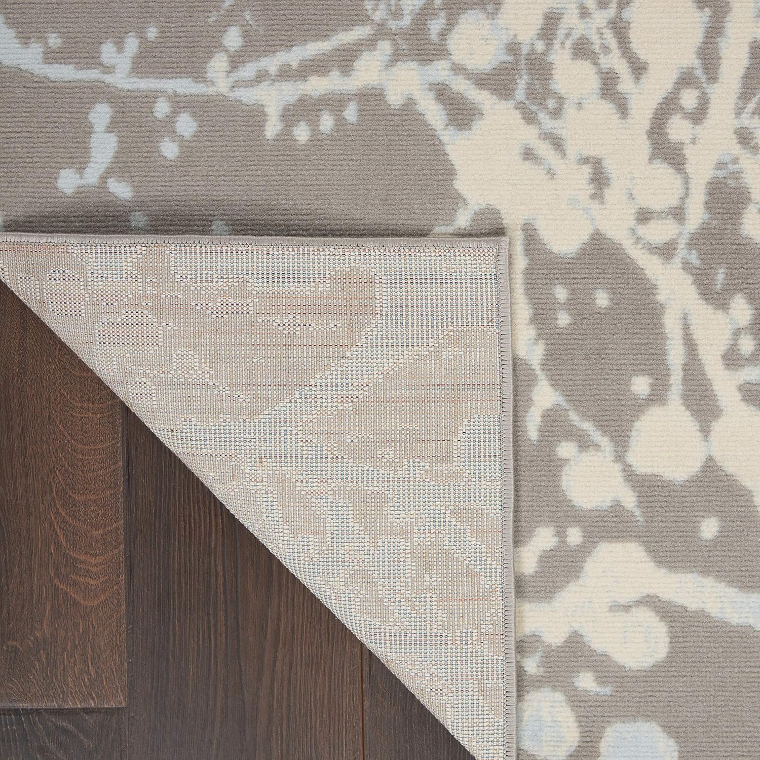 Nourison Jubilant – Alfombra gris abstracta de 4 x 6 pies, fácil de limpiar, no se desprende, dormitorio, sala de estar, comedor y cocina (4 x 6)