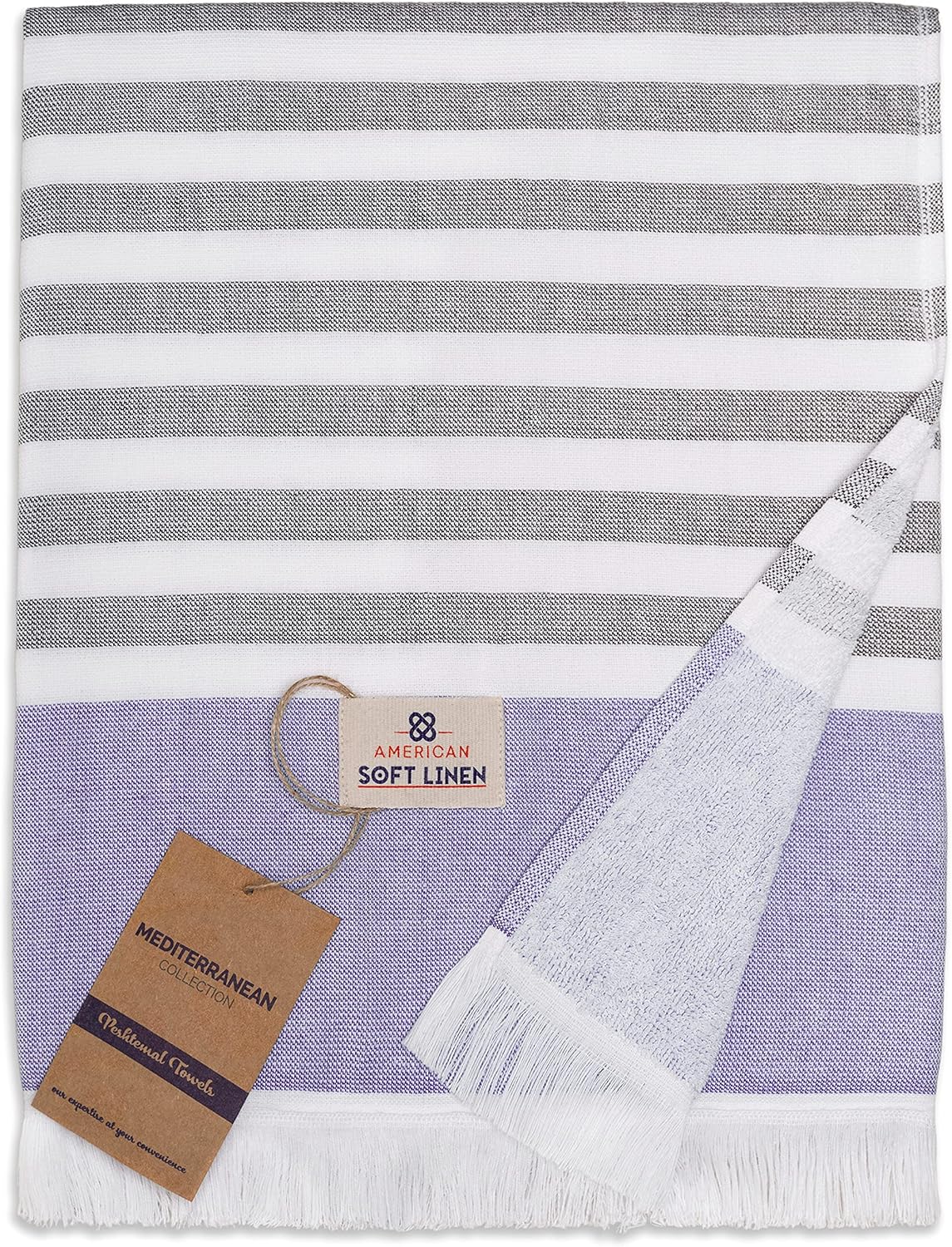 American Soft Linen – Juego de toallas de baño turcas, 100% algodón, 35 x 60 pulgadas