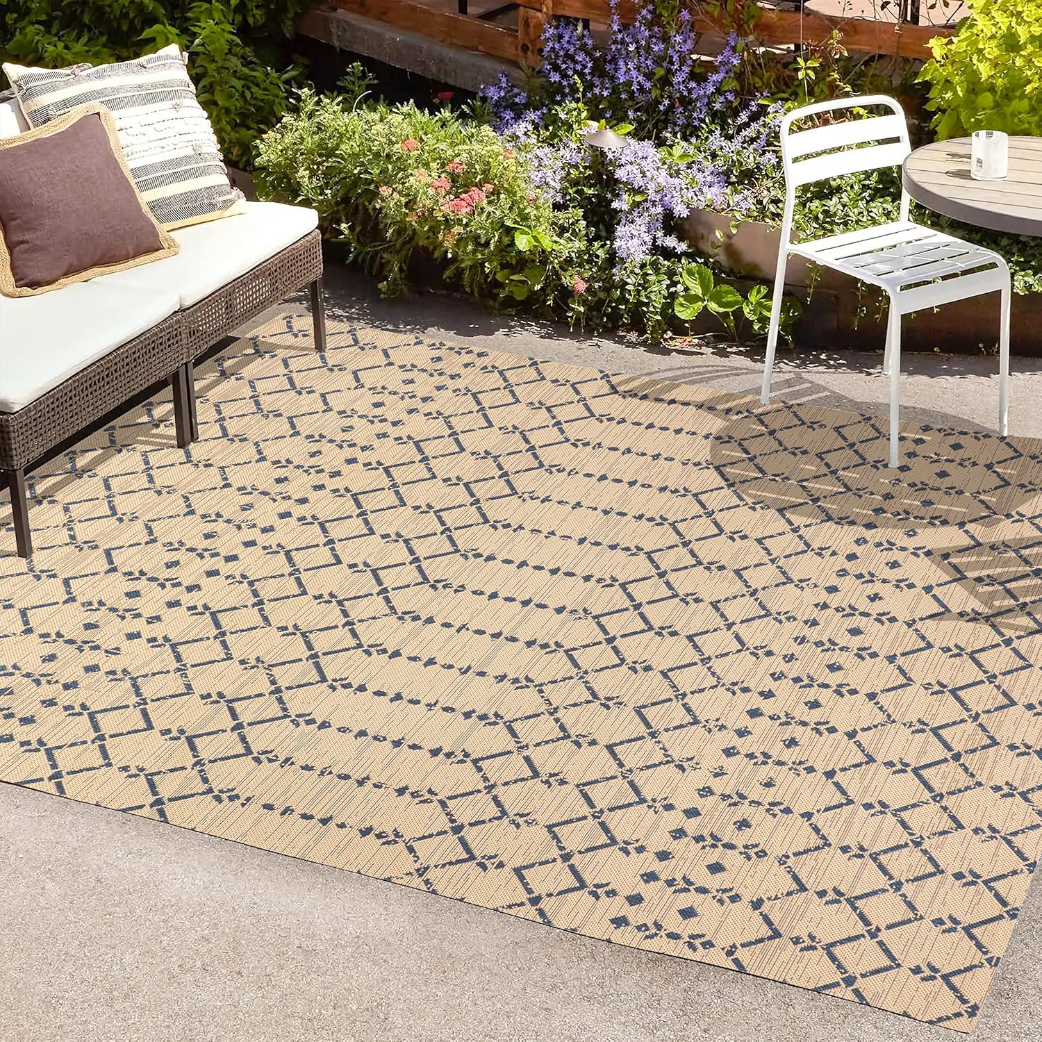 JONATHAN Y – Alfombra marroquí Ourika tejida con textura geométrica para interiores y exteriores, estilo bohemio, rústico, fácil limpieza, no suelta
