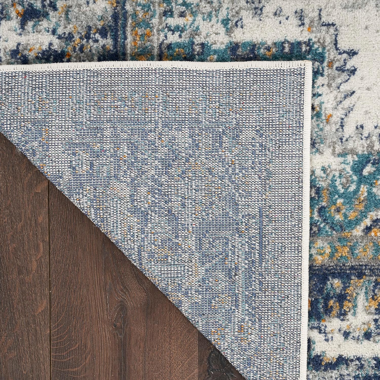 Nourison Passion Alfombra persa, marfilgrisazul, de 5 pies 3 pulgadas x 7 pies 3 pulgadas, fácil de limpiar, no desprende pelo, para habitación,
