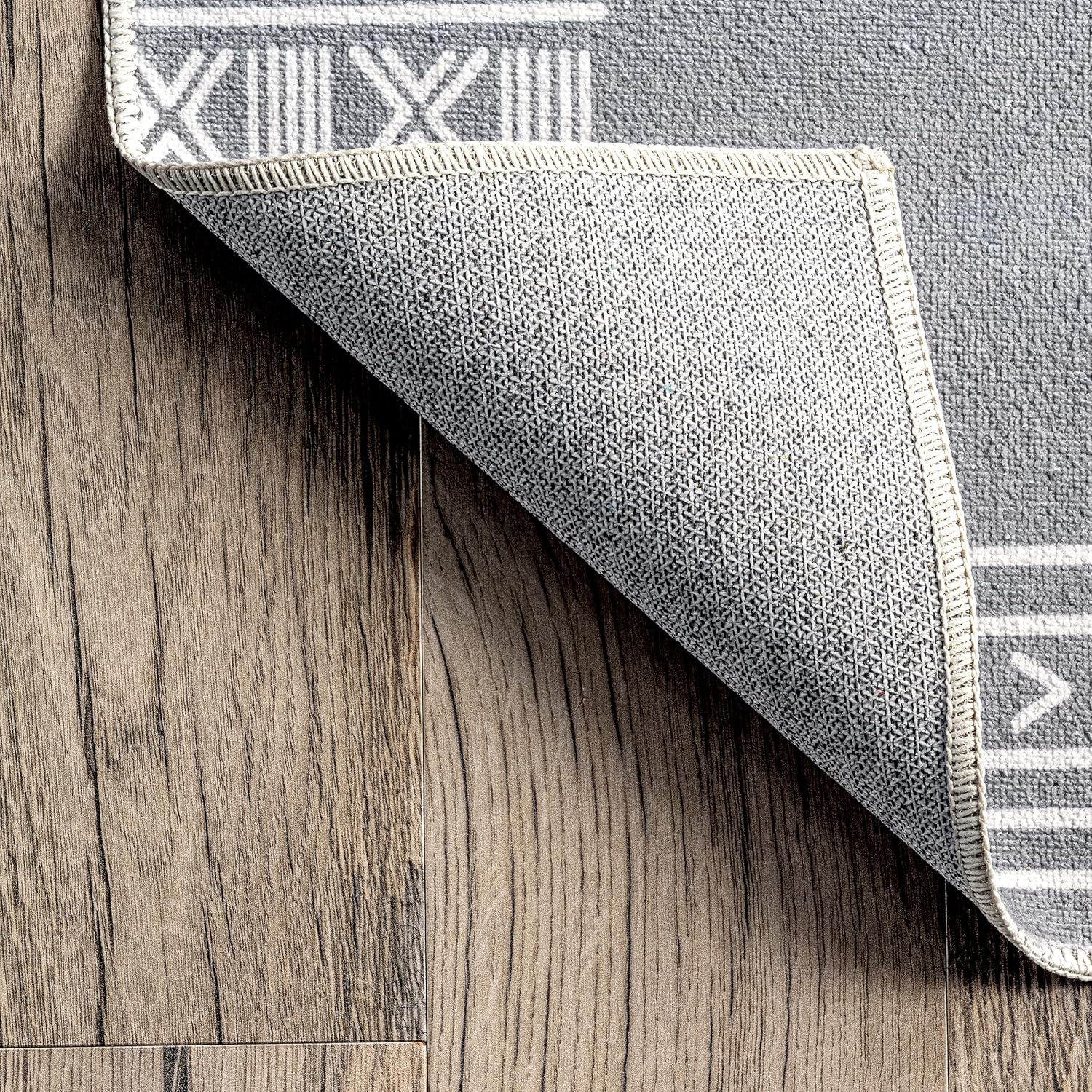 nuLOOM Arina – Alfombra tribal simple, lavable a máquina, 5 x 8 pulgadas, color gris