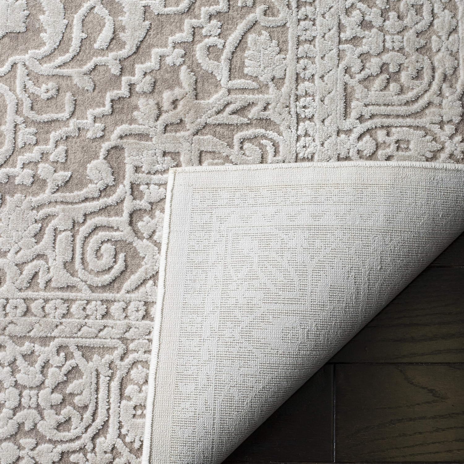 SAFAVIEH Reflection Collection – Alfombra decorativa, 2 pies 3 pulgadas x 3 pies, beige y crema, diseño vintage envejecido, no desprende pelusa y de