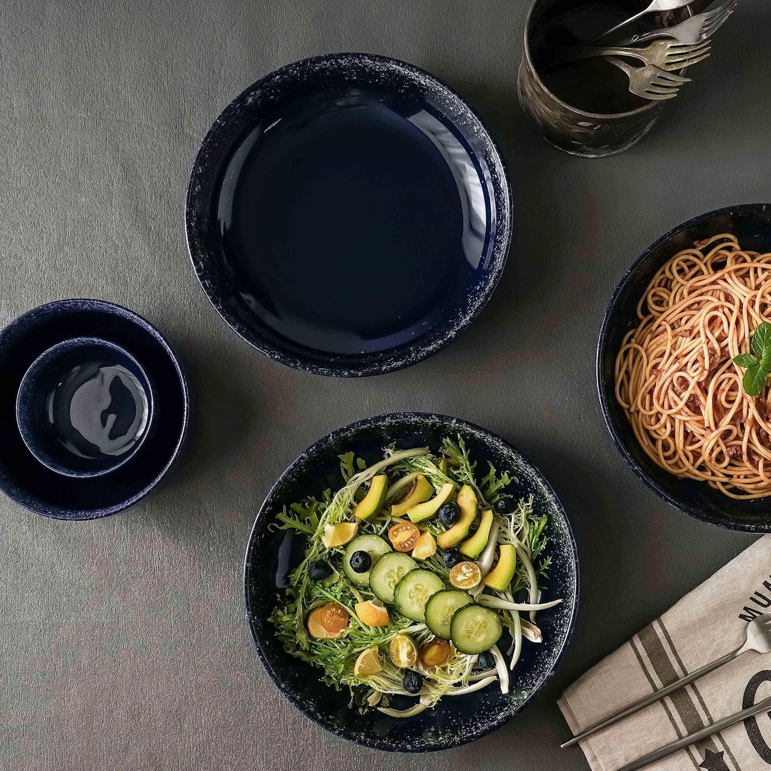 S&Q’S CERAMICS Juego de 4 cuencos grandes para servir ensaladas grandes de 65 onzas, cuencos grandes, platos de cerámica poco profundos de 10