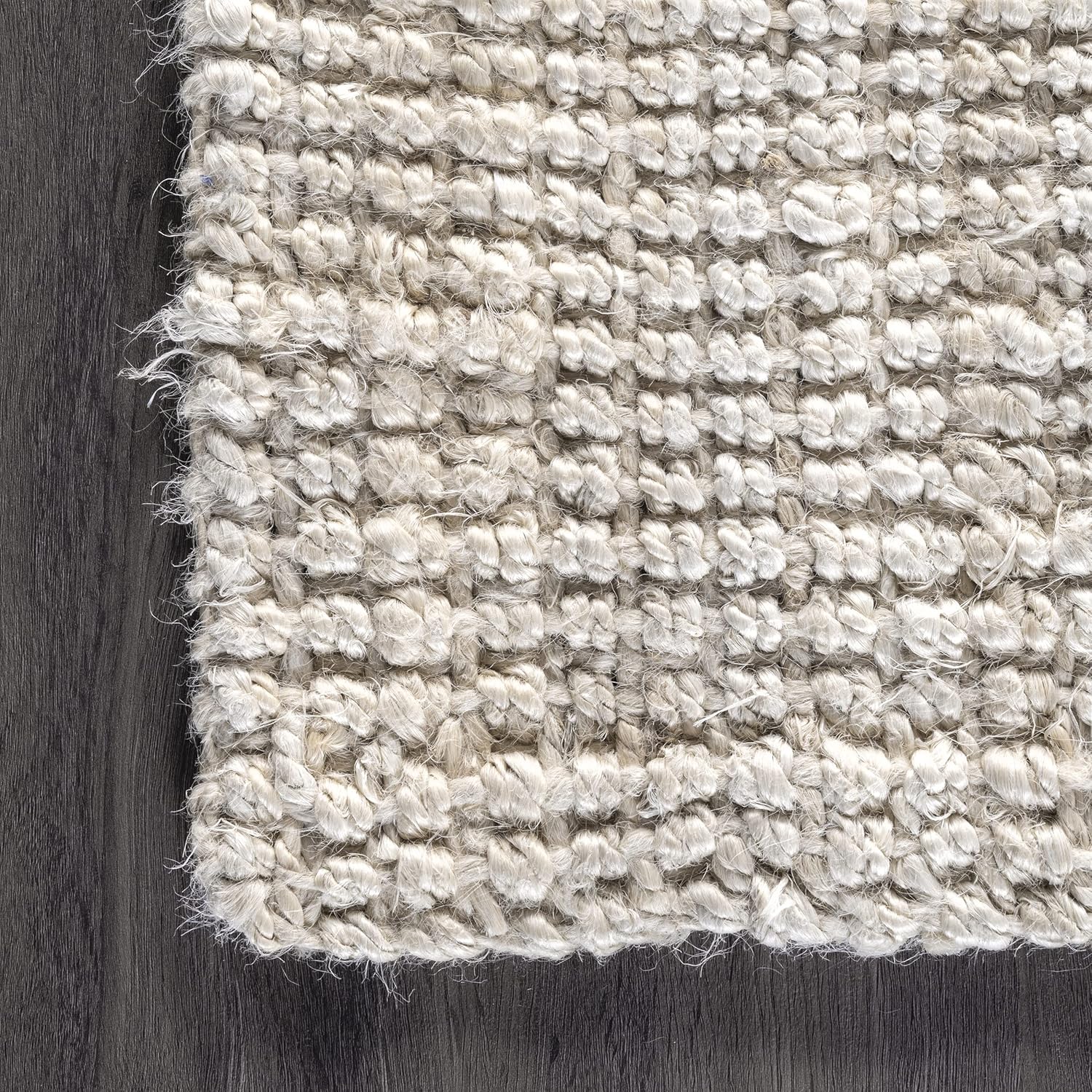 nuLOOM Ashli – Alfombra sólida de yute estilo casa de campo, 7 pies 6 pulgadas x 9 pies 6 pulgadas, color blanco crudo