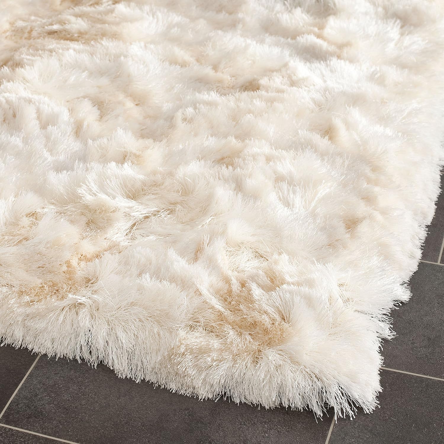 Safavieh Colección Paris Shag, alfombra de poliéster, Polipropileno, Ivory