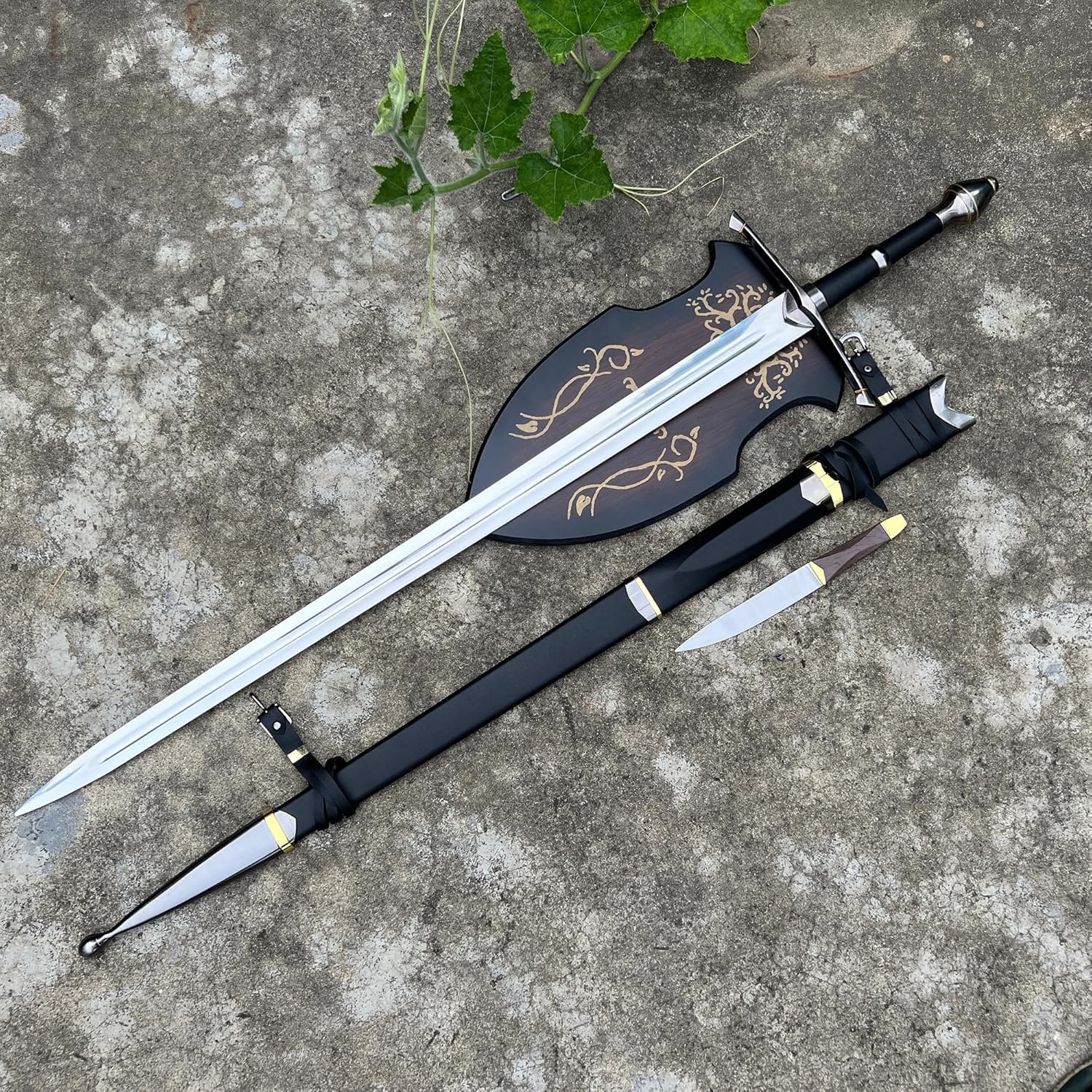 Hejiu Espada medieval con placa de exhibición, Narsil&Aragorn & Ringwraith & Nazgul Espada, réplica perfecta de varios estilos disponibles