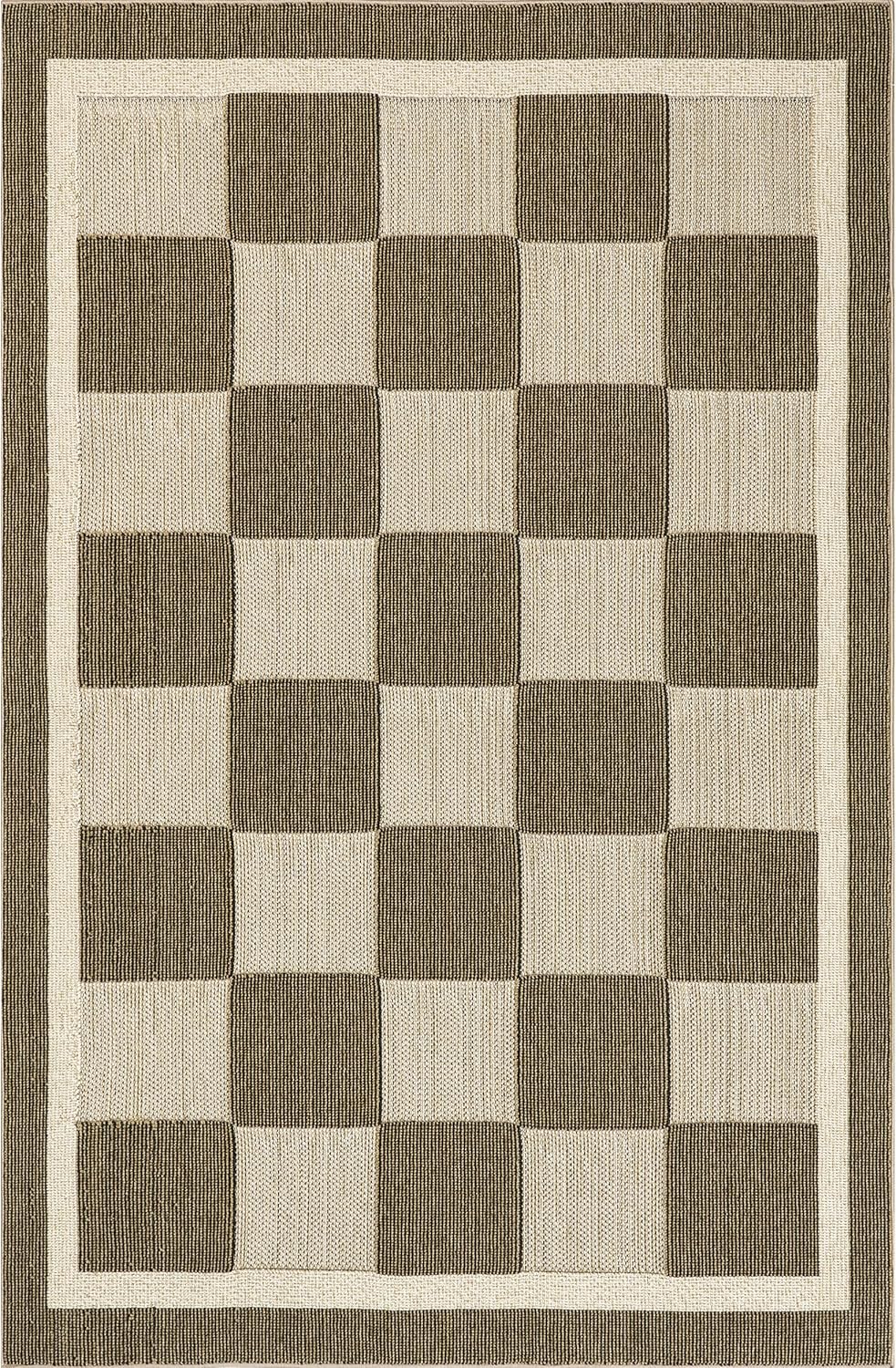 nuLOOM Lavonia – Alfombra a cuadros para interiores y exteriores, 6 pies 7 pulgadas x 9 pies, color beige