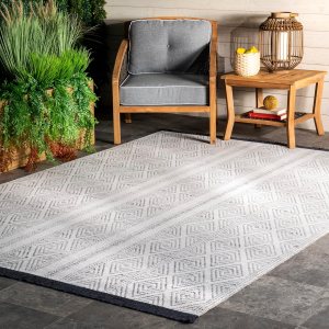 nuLOOM Alfombra Miriam a rayas para interiores y exteriores, 12×15, gris nuLOOM Alfombra Miriam a rayas para interiores y exteriores, 12×15, gris