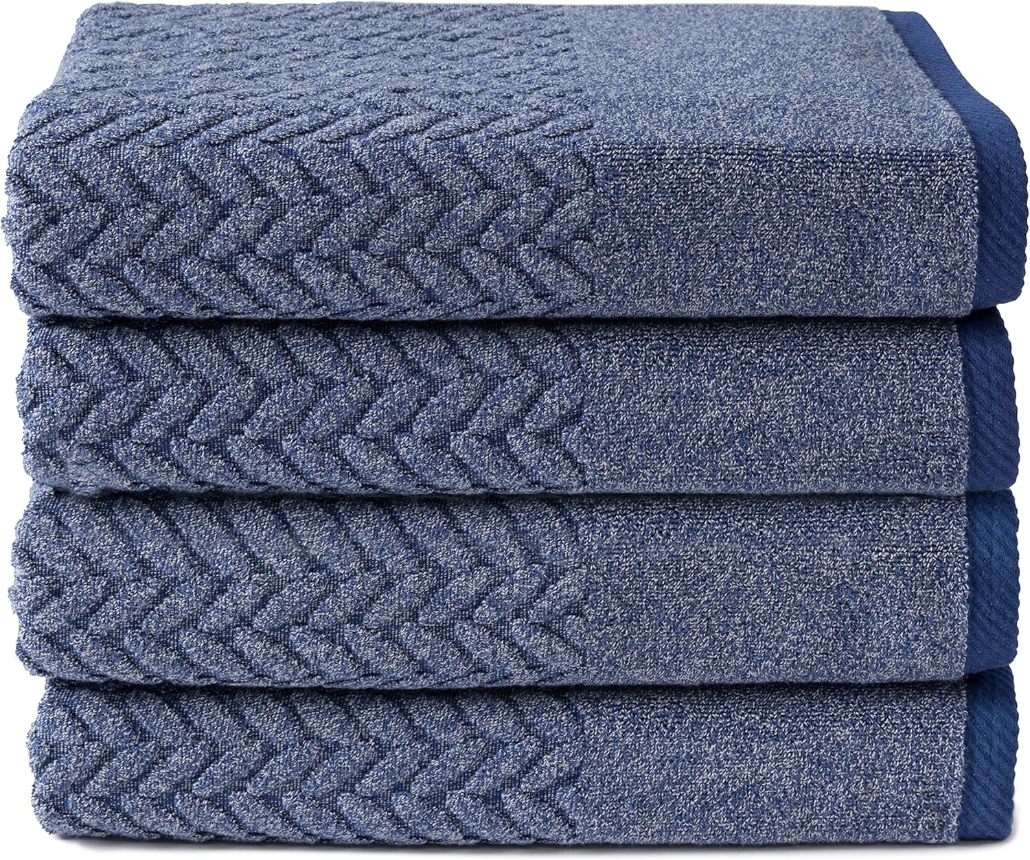Texere – Juego de toallas de baño 100 % algodón orgánico jacquard de 21.16 ozm, extra absorbentes, de secado rápido y felpa (cable, azul estate, 4