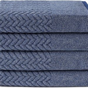 Texere – Juego de toallas de baño 100 % algodón orgánico jacquard de 21.16 ozm, extra absorbentes, de secado rápido y felpa (cable, azul estate, 4 Texere – Juego de toallas de baño 100 % algodón orgánico jacquard de 21.16 ozm, extra absorbentes, de secado rápido y felpa (cable, azul estate, 4