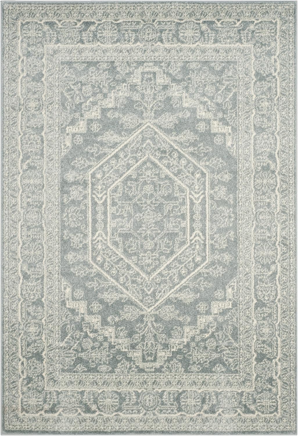Safavieh – Colección Adirondack, 6 pies x 9 pies, color pizarramarfil, ADR108T, Medallón Oriental, alfombra de área para sala, habitación, comedor,