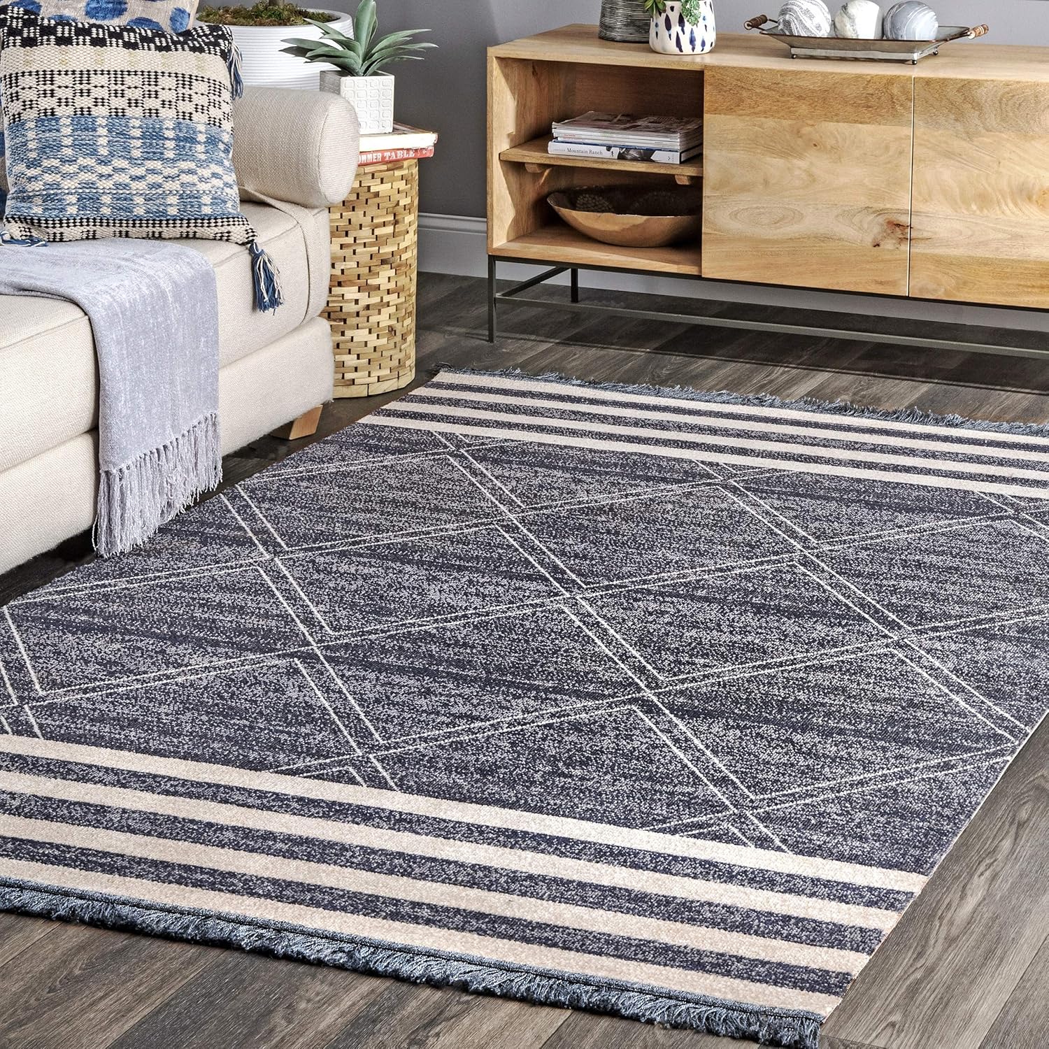 nuLOOM Roberge Coastal – Alfombra decorativa para interiores y exteriores, 2 x 3, color azul
