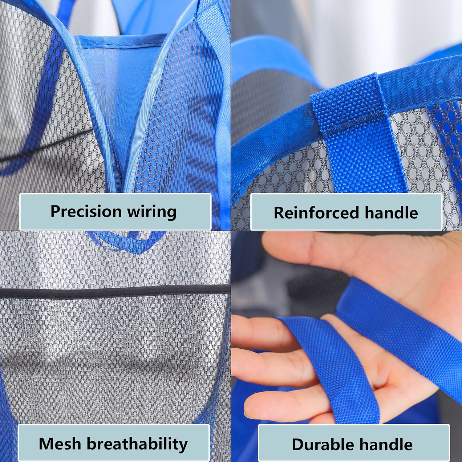 Mesh Laundry hamper,collapsible Laundry basket,Easy to Open and Fold for room storage,and Side Pockets Carry Handles for Kids Room,College Students