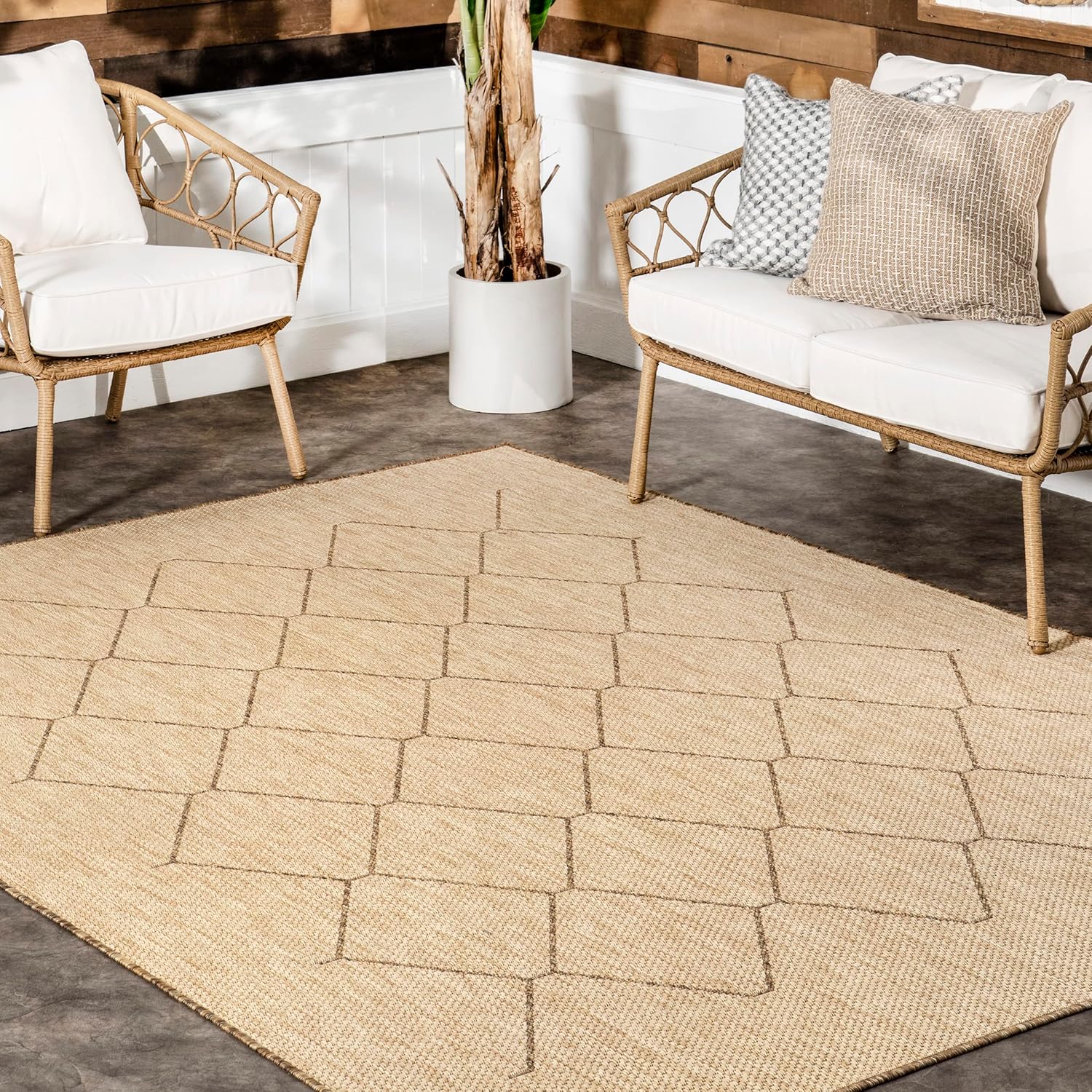 nuLOOM Jae – Alfombra marroquí para interiores y exteriores, 2 x 8 pies, color natural