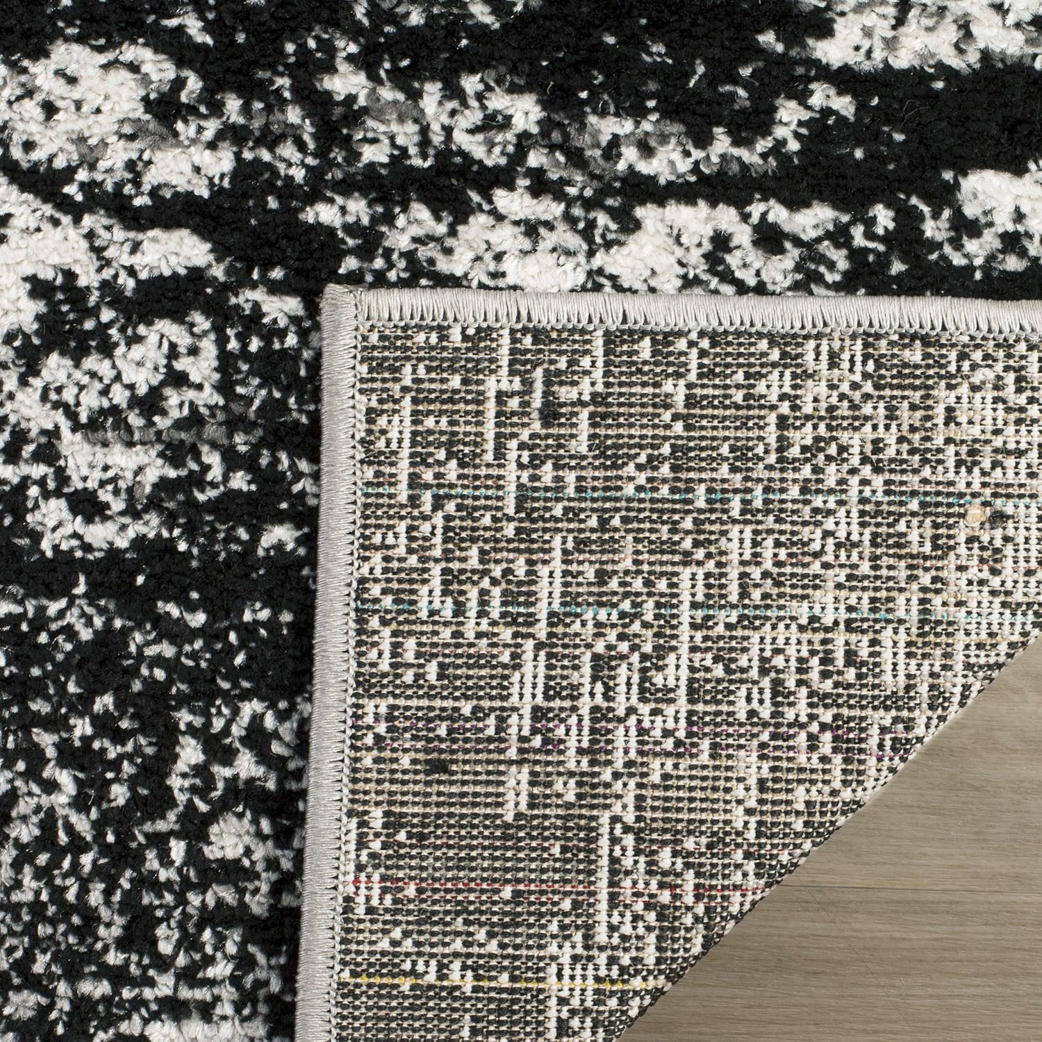 SAFAVIEH, colección Adirondack – Alfombra cuadrada de 3 pies, plateadamulticolor, moderna y abstracta, no desprende pelo, para sala de estar,