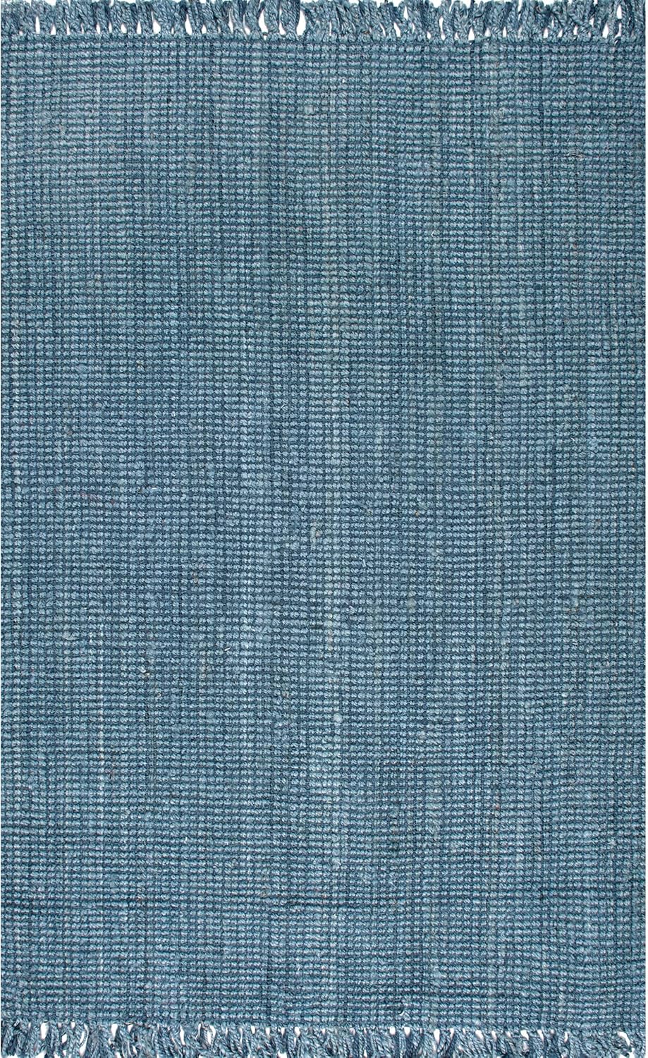 nuLOOM – Alfombra gruesa de yute Daniela Farmhouse, 8 x 10, color azul